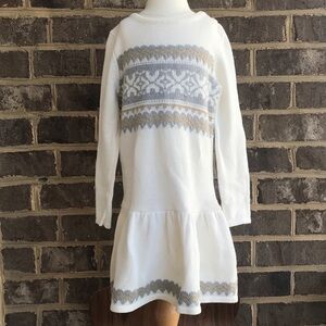 NEW w/flaw Gymboree Outlet sweater dress girls size 5 ~ white grey gold ~ winter